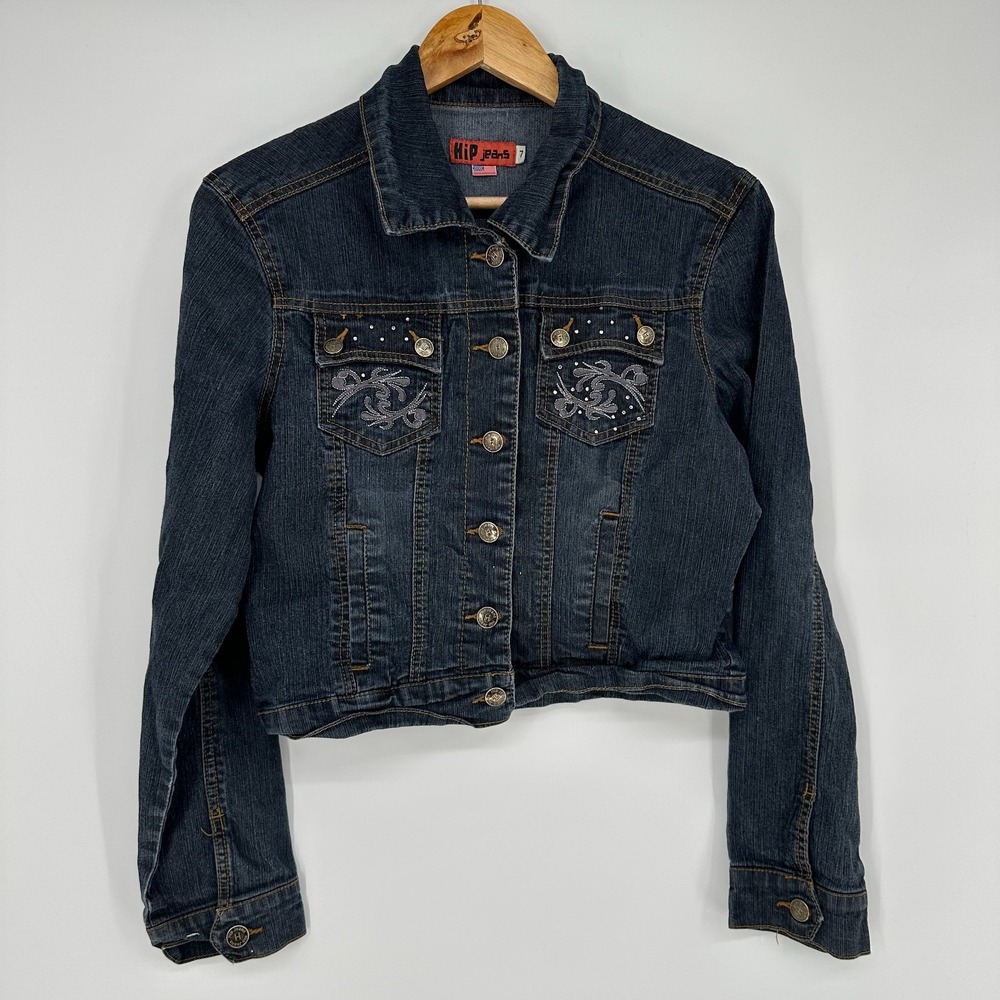Hip Jeans Cotton Denim Jacket size 7 vintage women's embellished Trucker